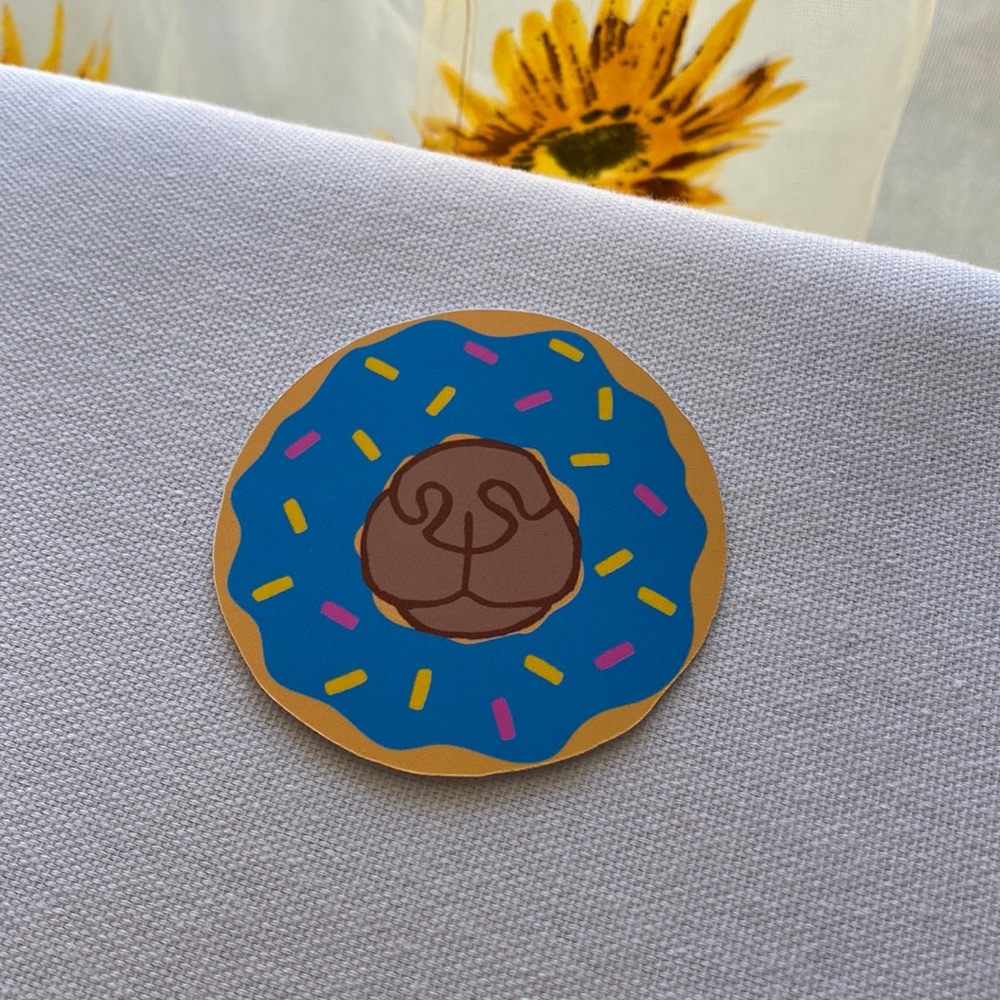 blue donut dog sticker